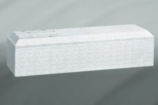 White cloth-covered coffin