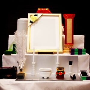 A small altar to hold the urn at home