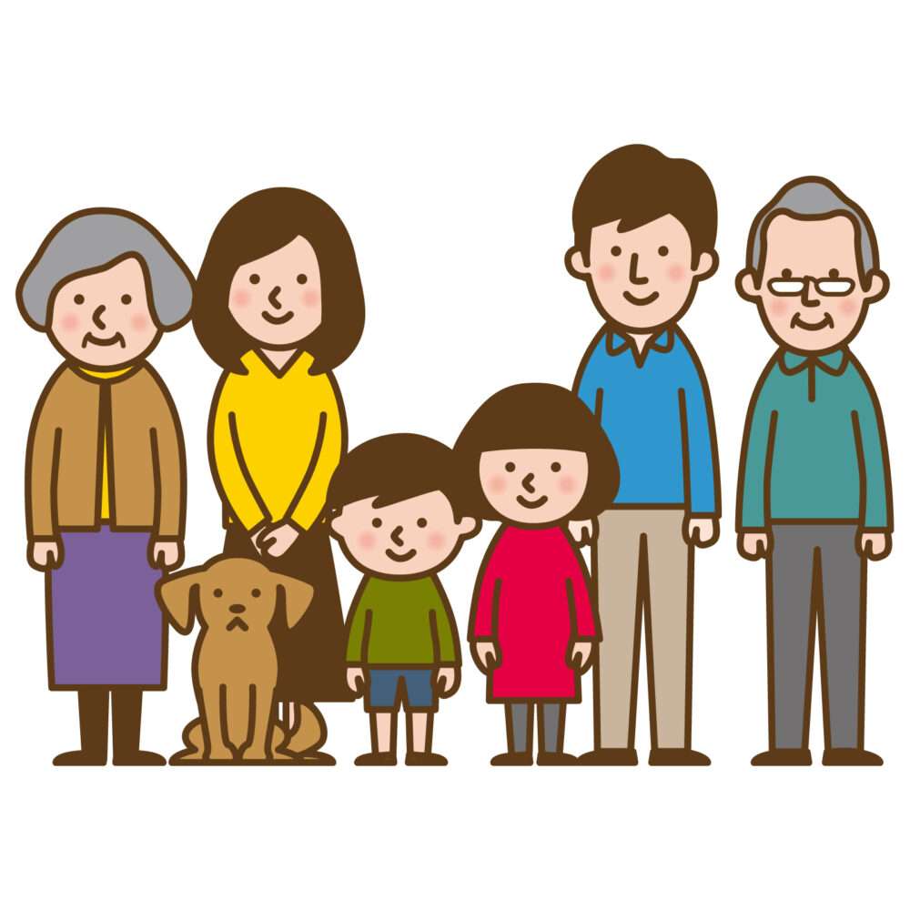 Illustration of a family of three households