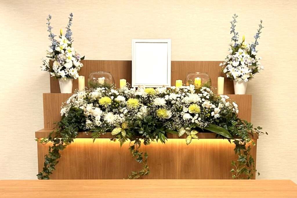 Photo of the fresh flower altar for family funeral plan B