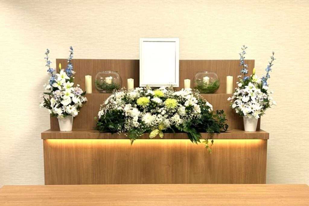 Photo of the fresh flower altar for family funeral plan A